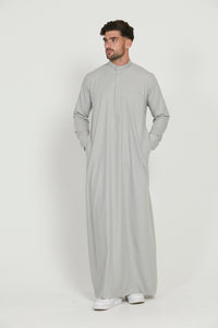 Premium Kuwaiti Thobe With Pocket - Mist Grey