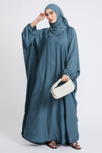 Umbrella Cut Open Abaya with Pleated Back Detailing - Lavender Grey