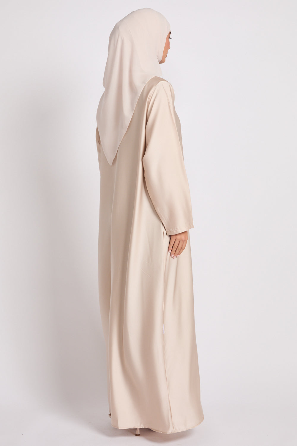 long sleeve abaya slip dress Long Sleeve Satin Slip Dress in Cocoa Brown Hijabglamour