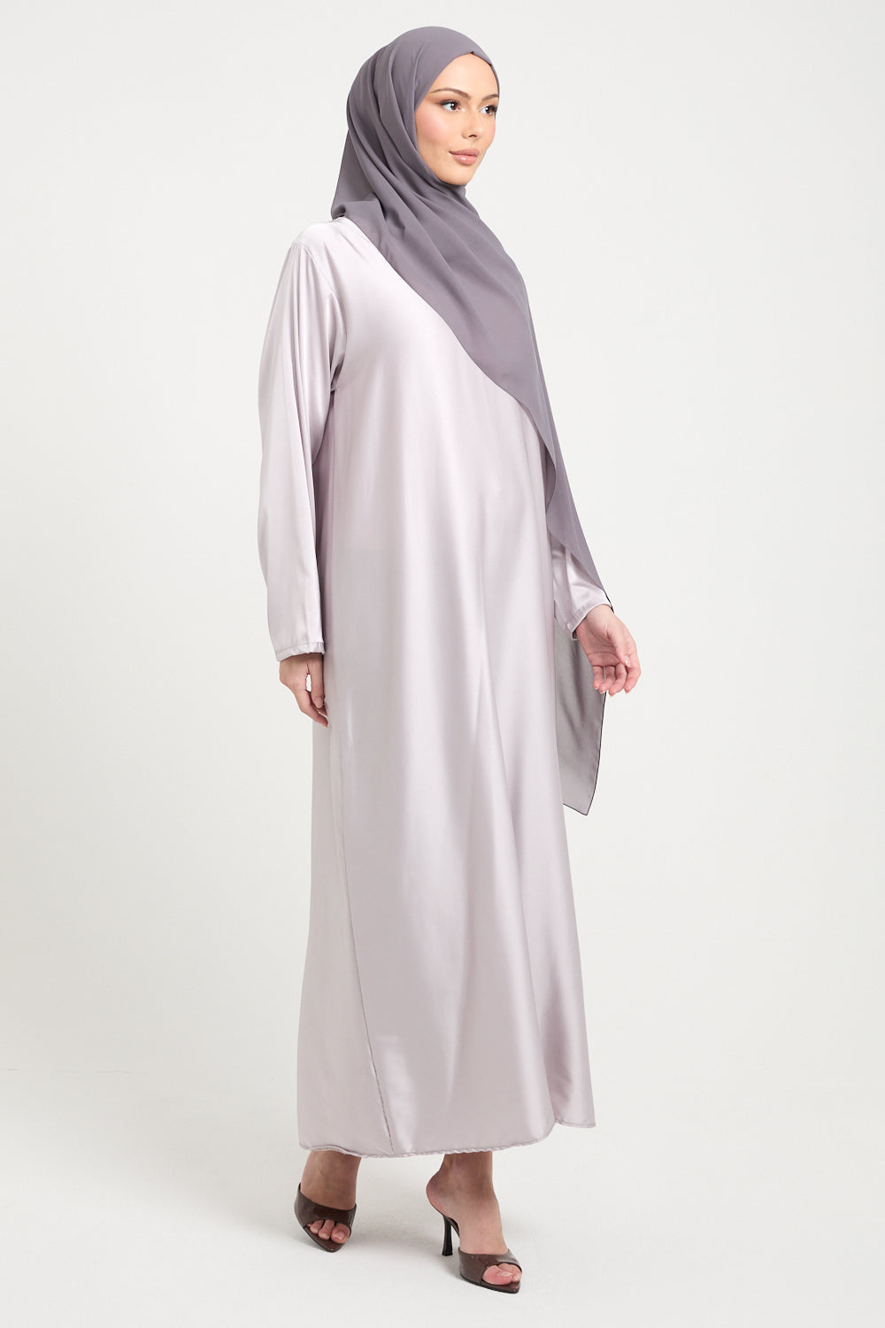 Premium Misty Mauve Blush Satin Inner Slip Dress - LONG SLEEVE AbayaButh Premium Misty Mauve Blush Satin Inner Slip Dress - LONG SLEEVE AbayaButh