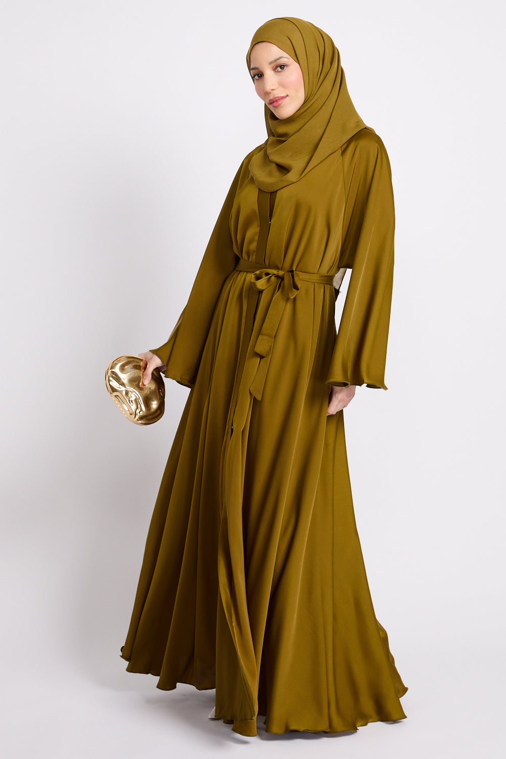 gold abaya dress Jilbab Warna Gold Dress Gold Hijab Gold Hijab Evening Dress 6035-03 Sefamerve