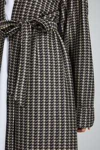 Printed Open Abaya Coat - Subtle Brown