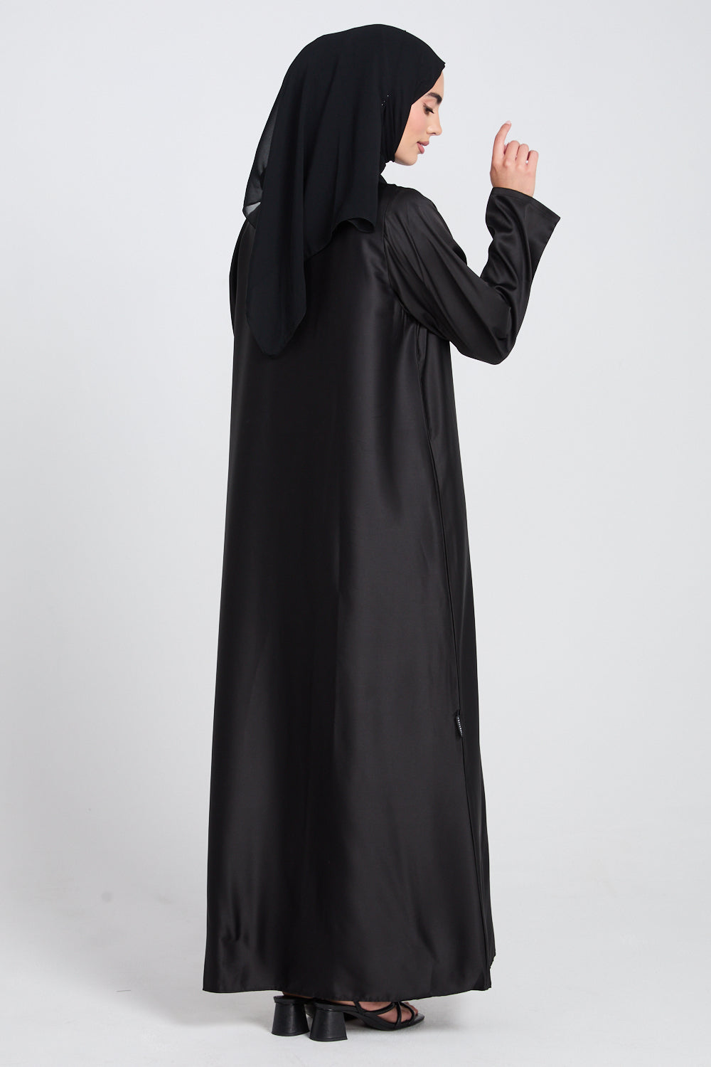 satin slip dress abaya Premium Black Satin Inner Slip Dress