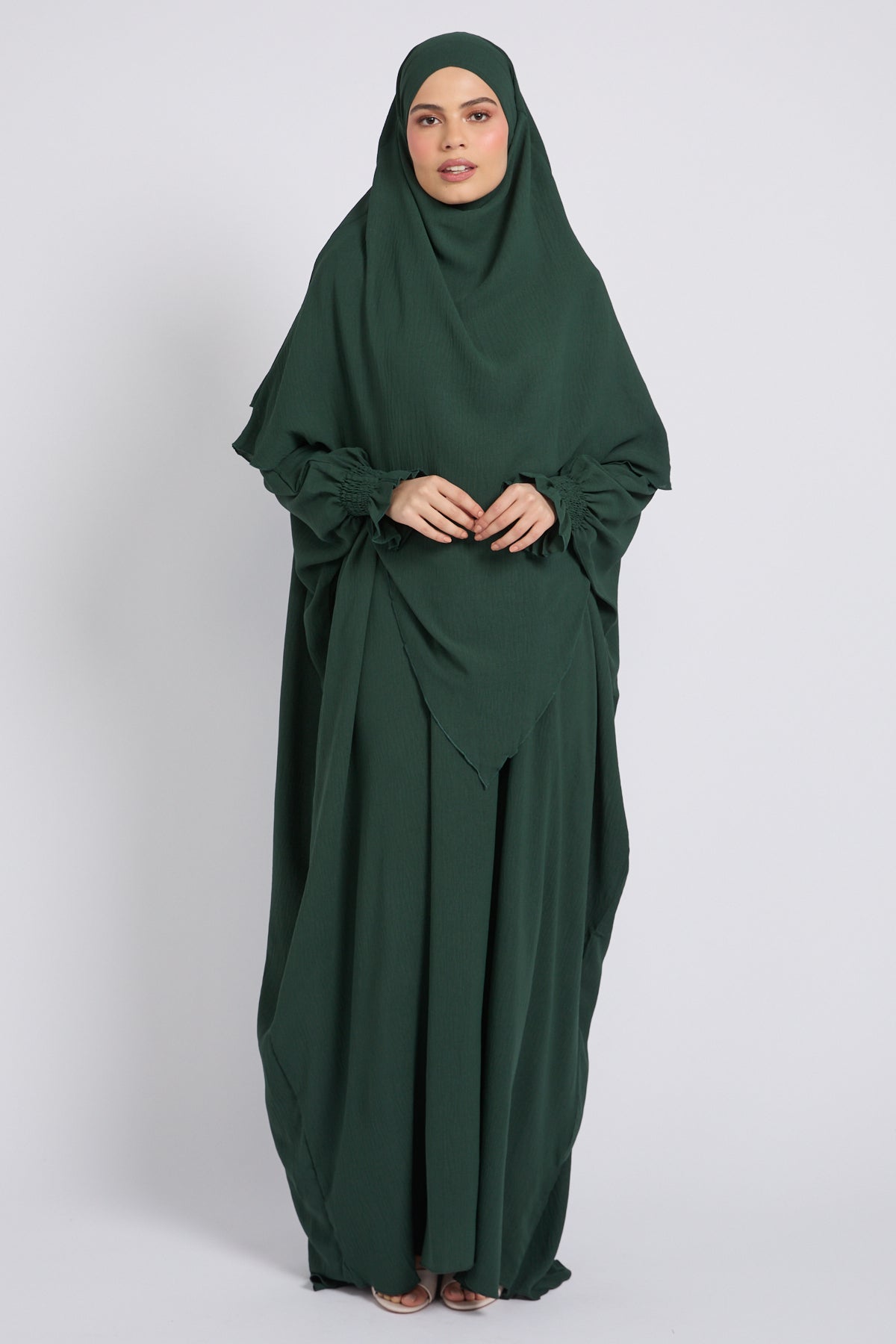 Abaya With Khimar Set - Forest Green - Women's - Polyester - 44 - Abayabuth Abaya With Khimar Set - Forest Green - Women's - Polyester - 44 - Abayabuth