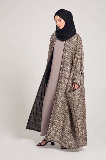 Dainty Taupe Floral Bisht - LIMITED EDITION