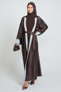 Premium Classic Linen Blend Open Abaya - Navy