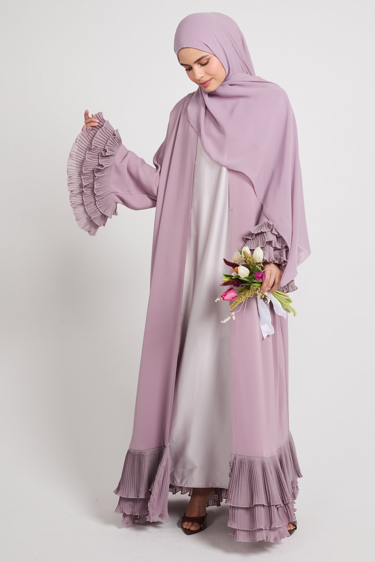 purple abaya dress Modest Prom Dress,Occasion Dress,Hijab Dress,Abaya Nikkah,slamic Modest Evening Dress,Long Sleeve Dress,Formal Satin Pleated Purple Abaya