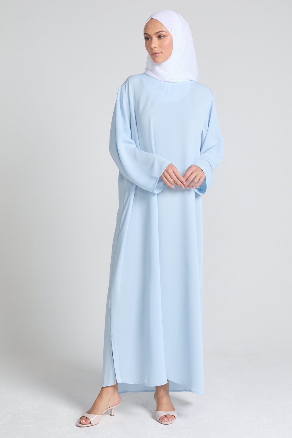 Plus Size Dusky Powder Blue Premium Nidha Inner Slip Dress - Long Slee AbayaButh Plus Size Dusky Powder Blue Premium Nidha Inner Slip Dress - Long Slee AbayaButh