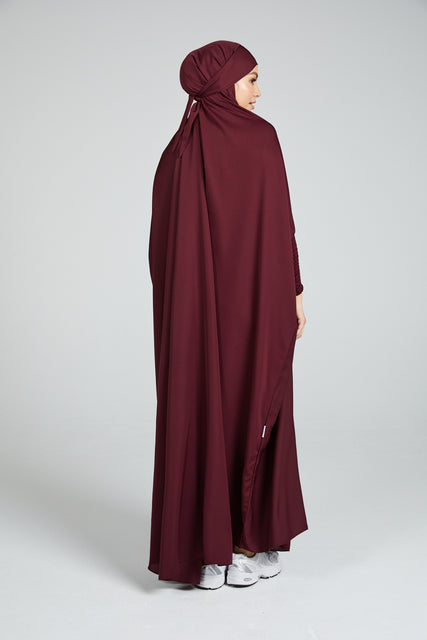 One Piece Full Length Jilbab/ Prayer Abaya - Deep Maroon