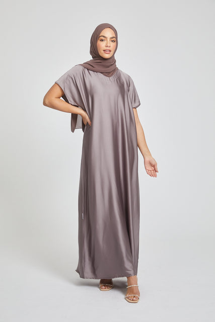 Premium Satin Inner Slip Dress - Mocha Meringue