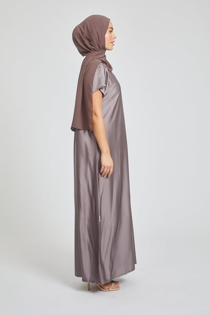 Premium Satin Inner Slip Dress - Mocha Meringue