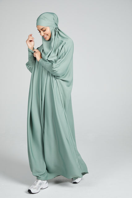 One Piece Full Length Jilbab/ Prayer Abaya - Sage