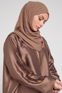 Luxury Bronze Embellished Sleeve Open Abaya