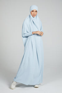 One Piece Full Length Jilbab/ Prayer Abaya - Ice Blue