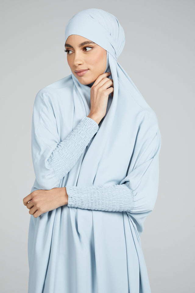 One Piece Full Length Jilbab/ Prayer Abaya - Ice Blue