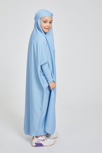 Junior Girls One Piece Full Length Jilbab/ Prayer Abaya - Powder Blue