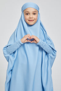 Junior Girls One Piece Full Length Jilbab/ Prayer Abaya - Powder Blue