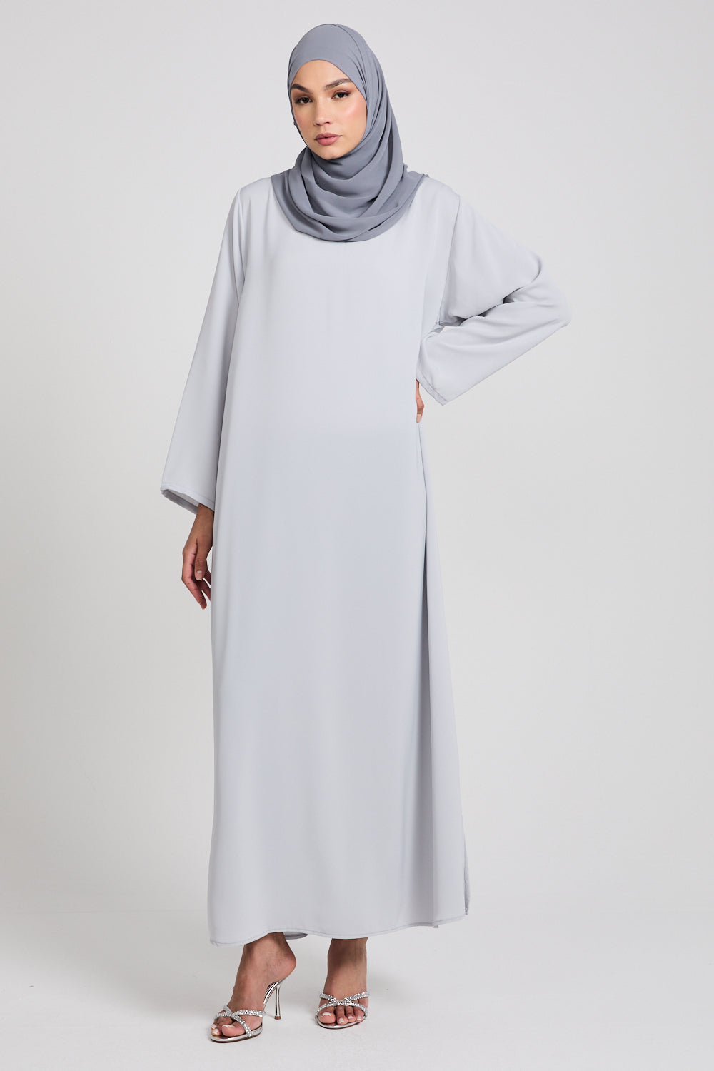 Modest Dresses White Abaya Under Abaya Slip Dress Premium Nidha