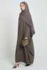 Premium Textured Linen Blend Open Abaya with Pockets - Moonstone Mist