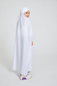 Junior Girls One Piece Full Length Jilbab/ Prayer Abaya - Pure White