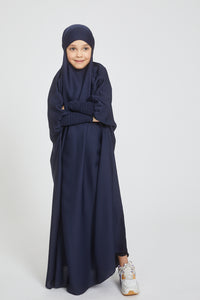 Junior Girls One Piece Full Length Jilbab/ Prayer Abaya - Royal Navy