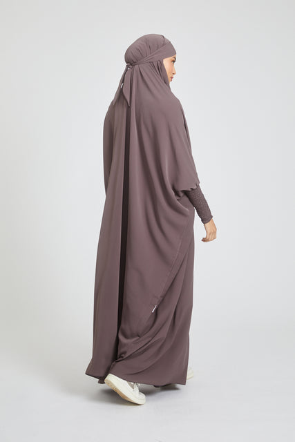 One Piece Full Length Jilbab/ Prayer Abaya - Smoked Mauve