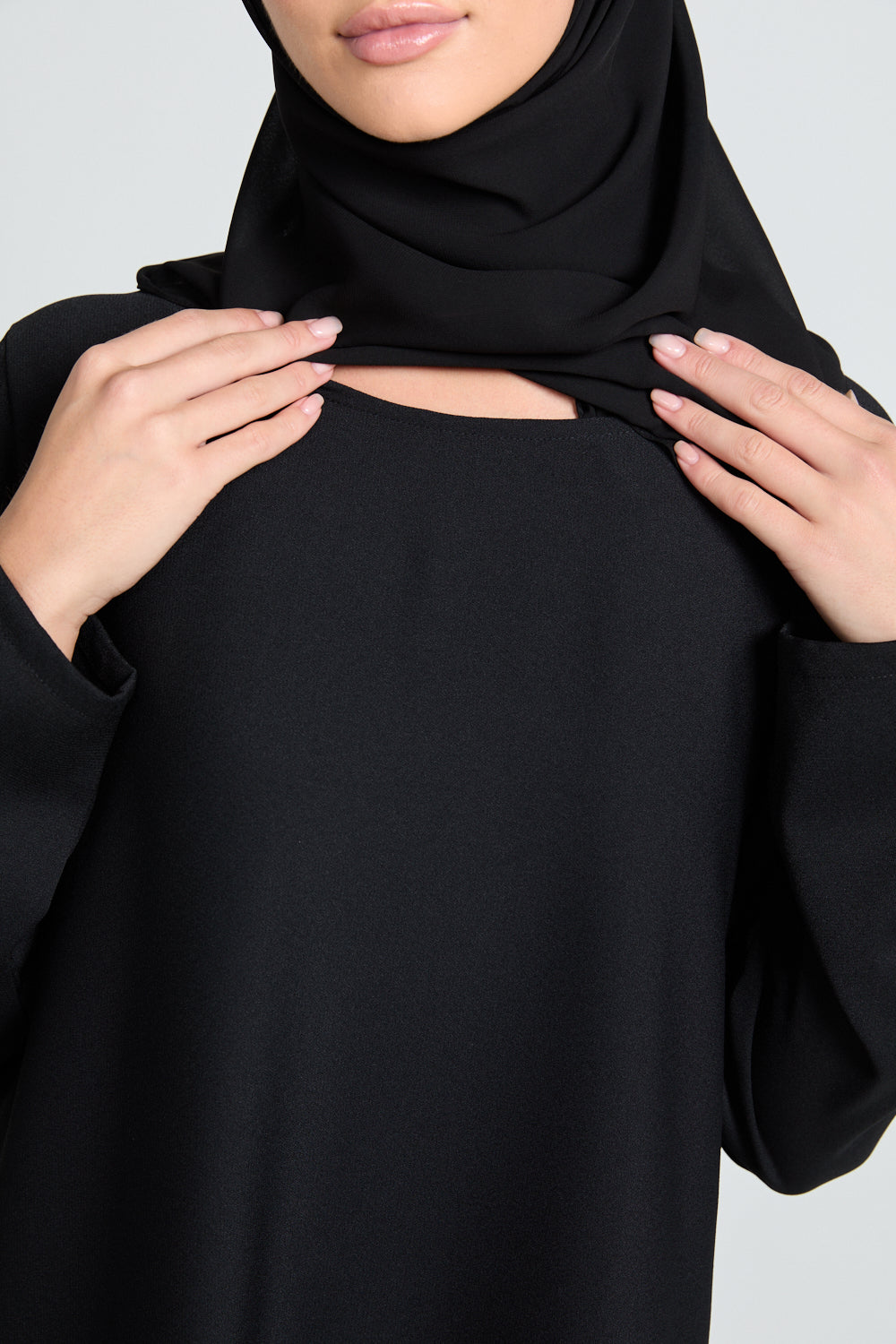 black slip dress long sleeve midi slip long sleeves Black EXTRA SMALL/SMALL / Black