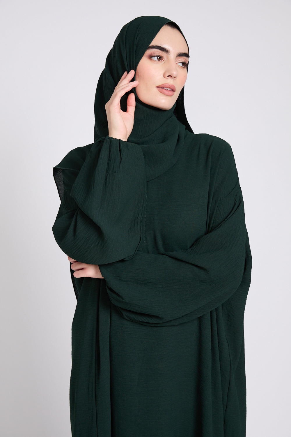 Closed Abaya WithFront Zip & Attached Hijab - Forest Green - Polyester - Adult - 58 - Abayabuth Closed Abaya WithFront Zip & Attached Hijab - Forest Green - Polyester - Adult - 58 - Abayabuth