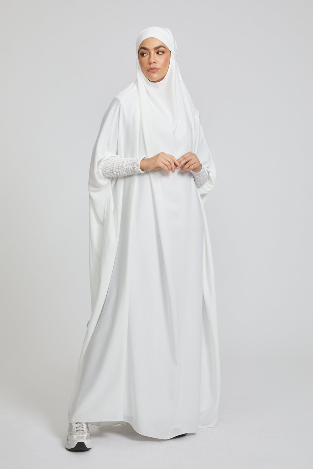 Premium One Piece Full Length Jilbab/ Prayer Abaya - White - Nidha - Adult - 58 - Abayabuth Premium One Piece Full Length Jilbab/ Prayer Abaya - White - Nidha - Adult - 58 - Abayabuth