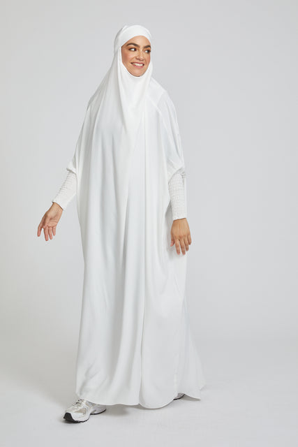 Premium One Piece Full Length Jilbab/ Prayer Abaya - White