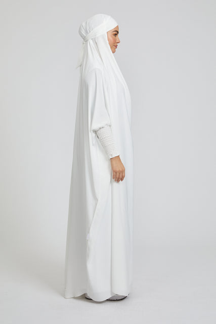 Premium One Piece Full Length Jilbab/ Prayer Abaya - White