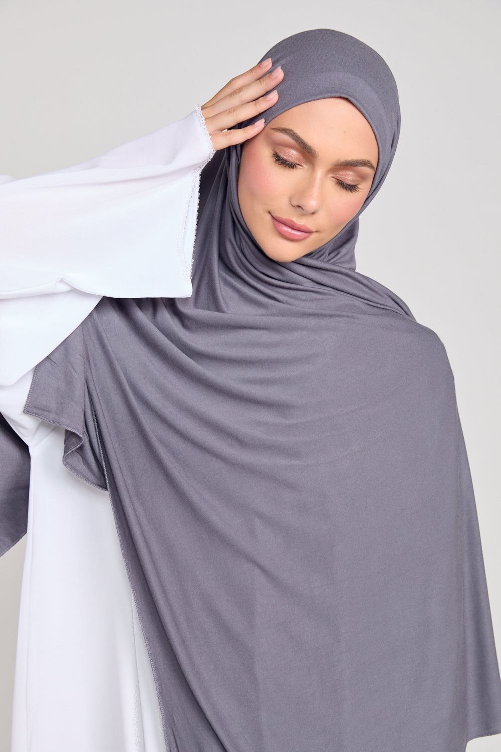 Charcoal Jersey Hijab Dark Grey Hijab In Viscose Lycra – AbayaButh