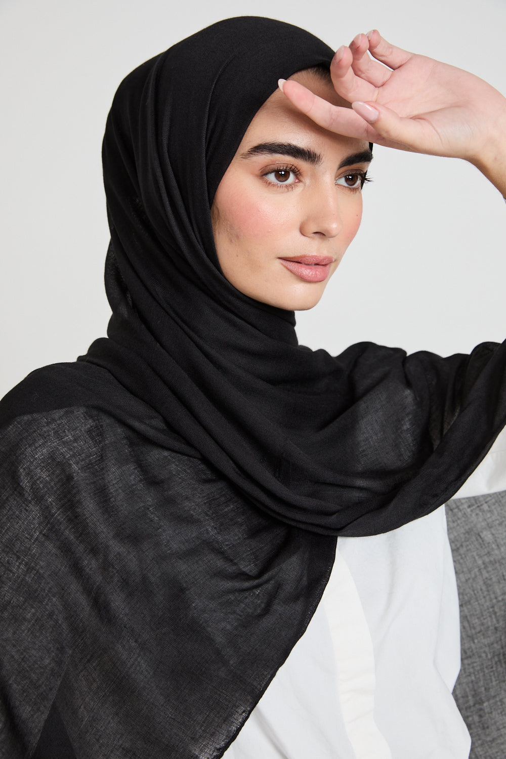 Premium Bamboo Viscose Hijab Black – AbayaButh - Main Image