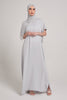 Luxury Three Piece Embellished Cuff Organza Abaya Set - Nude