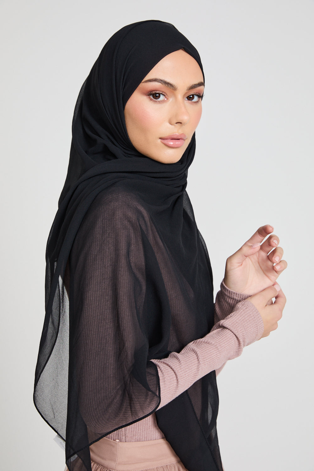 Chiffon Hijab How To Wear Abaya Scarf Premium Chiffon Hijab Black