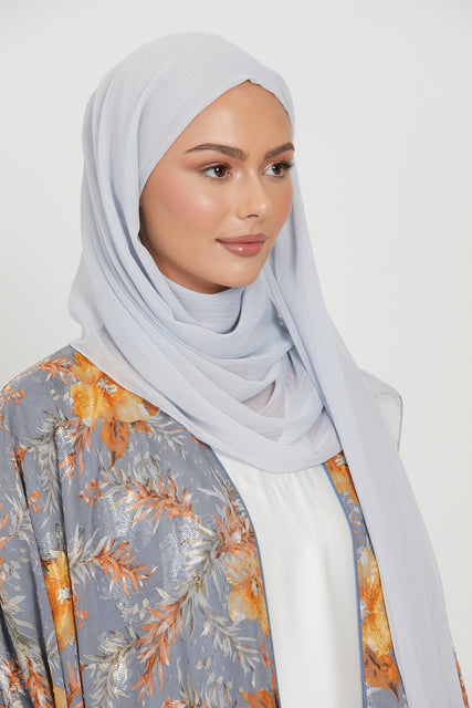Luxury Crinkle Chiffon Hijab - Ice Blue