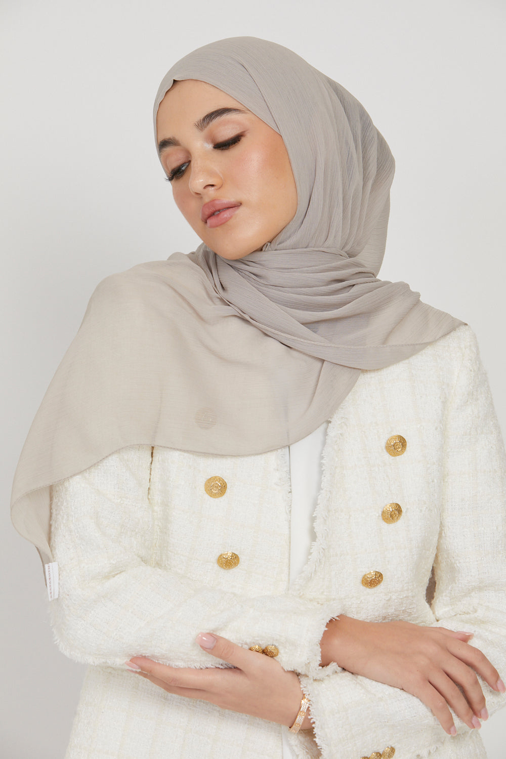 Complete Hijab Luxury Crinkle Chiffon Hijab - Sandy Grey – AbayaButh