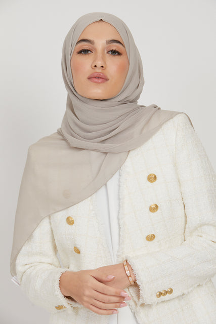 Luxury Crinkle Chiffon Hijab - Sandy Grey