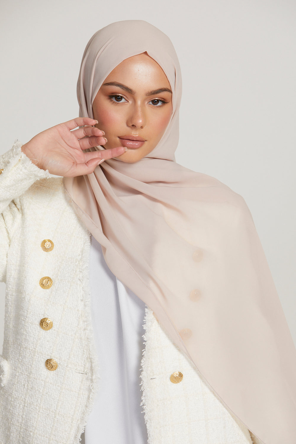 Luxury Georgette Hijab - Nude Mink