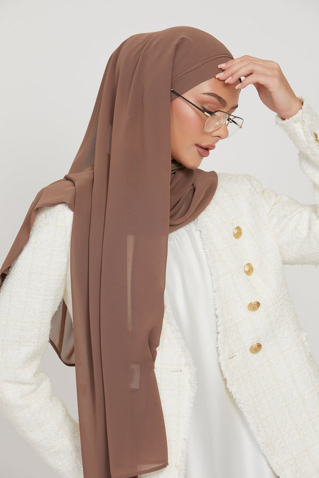 Premium Instant Chiffon Hijab - Dusky Brown