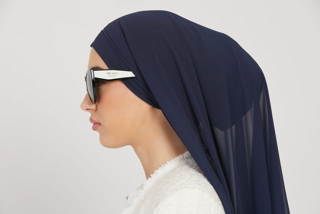 Premium Instant Chiffon Hijab - Navy