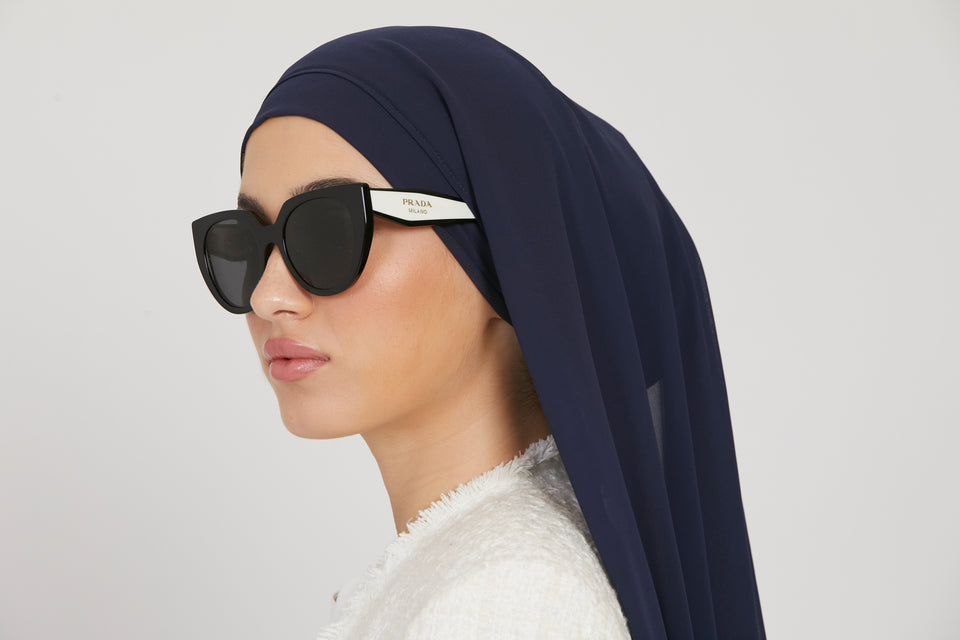 Premium Instant Chiffon Hijab - Navy