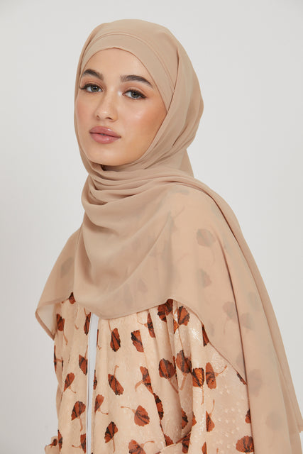 Premium Instant Chiffon Hijab - Dark Nude