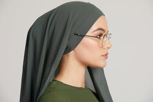 Premium Instant Chiffon Hijab - Dark Green