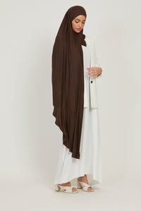 Premium Instant Jersey Hijab - Dark Brown