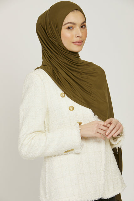 Premium Instant Jersey Hijab - Olive