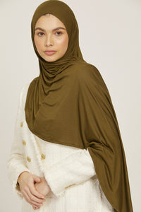Premium Instant Jersey Hijab - Olive