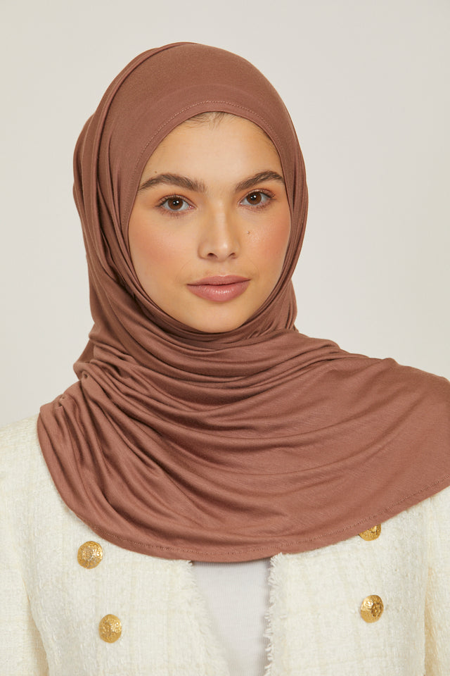 Premium Instant Jersey Hijab - Rust