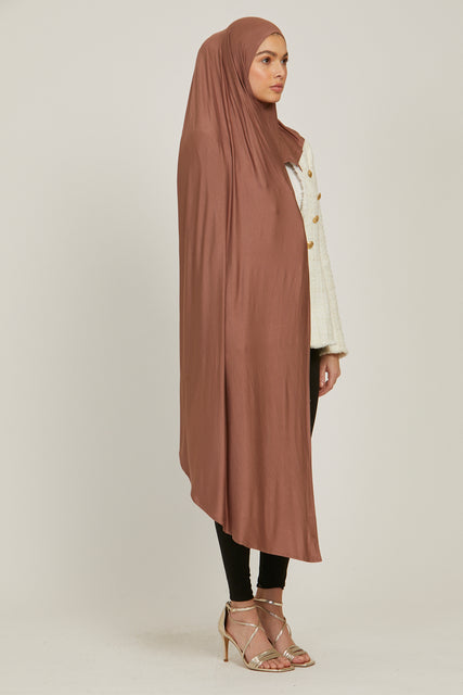 Premium Instant Jersey Hijab - Rust