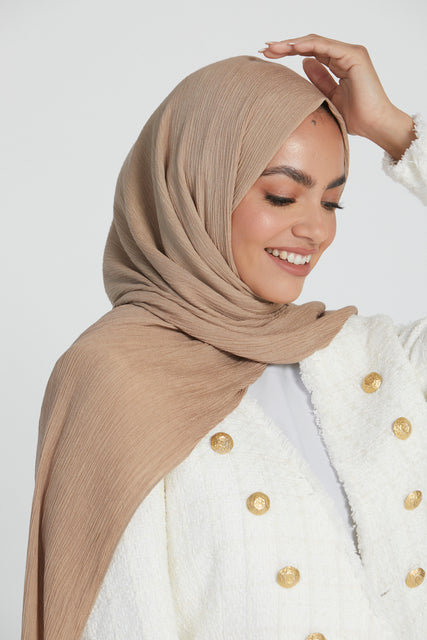 Modal Crinkle Hijab - Camel